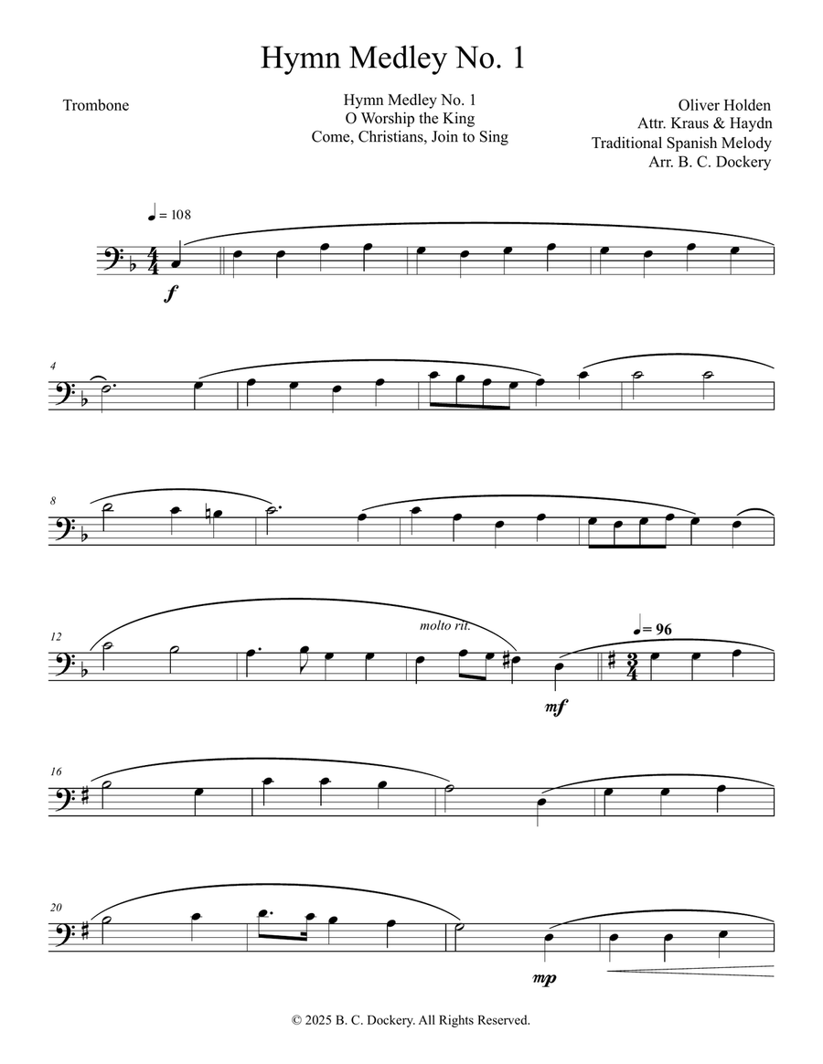 Hymn Medley No. 1 (Trombone Solo with Piano Accompaniment) Piano scores gallery preview page 5