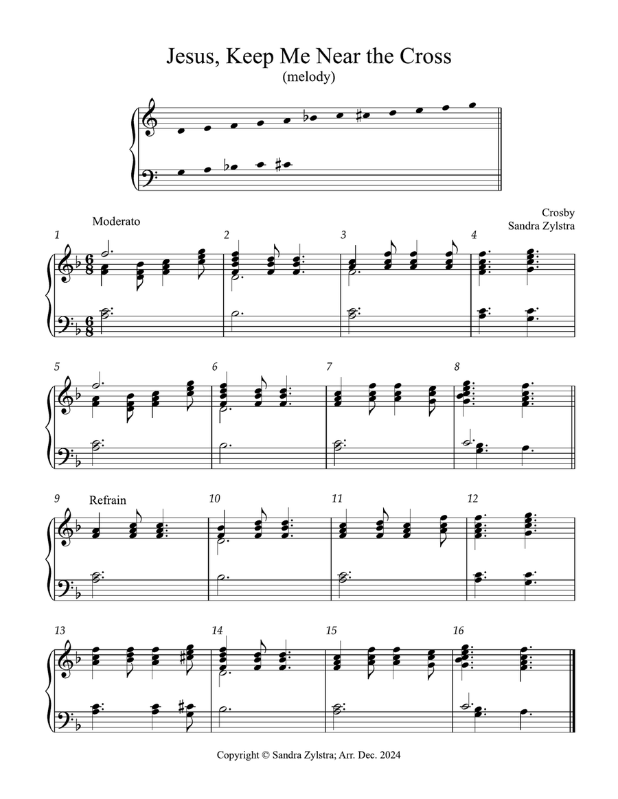 Jesus, Keep Me Near the Cross (2 octave handbells) 2-Octaves scores gallery preview page 1