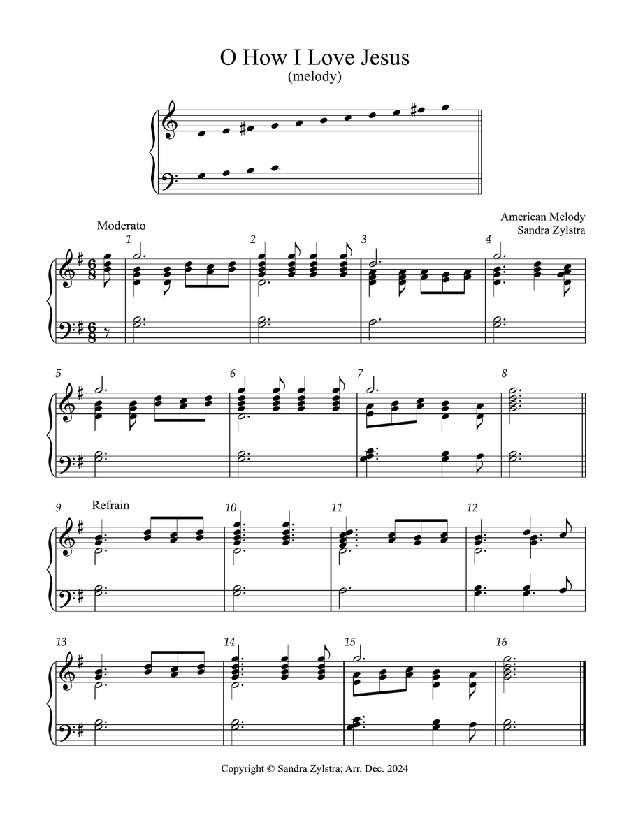 O How I Love Jesus (2 octave handbells) 2-Octaves scores gallery preview page 1