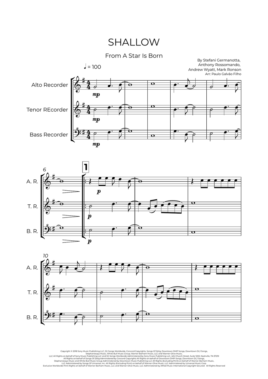 Shallow Shallow Alto Recorder scores gallery preview page 2