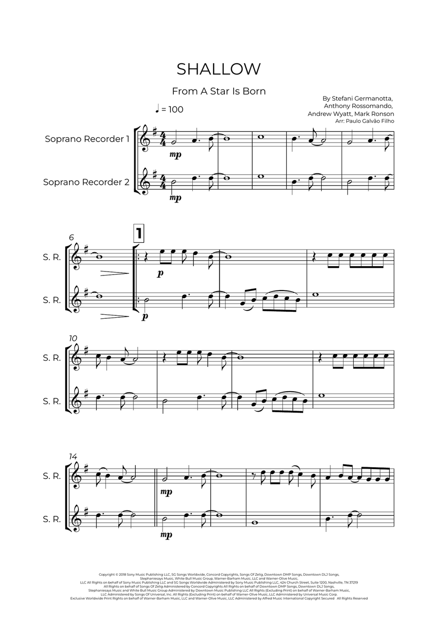 Shallow Shallow Woodwind Duet scores gallery preview page 2
