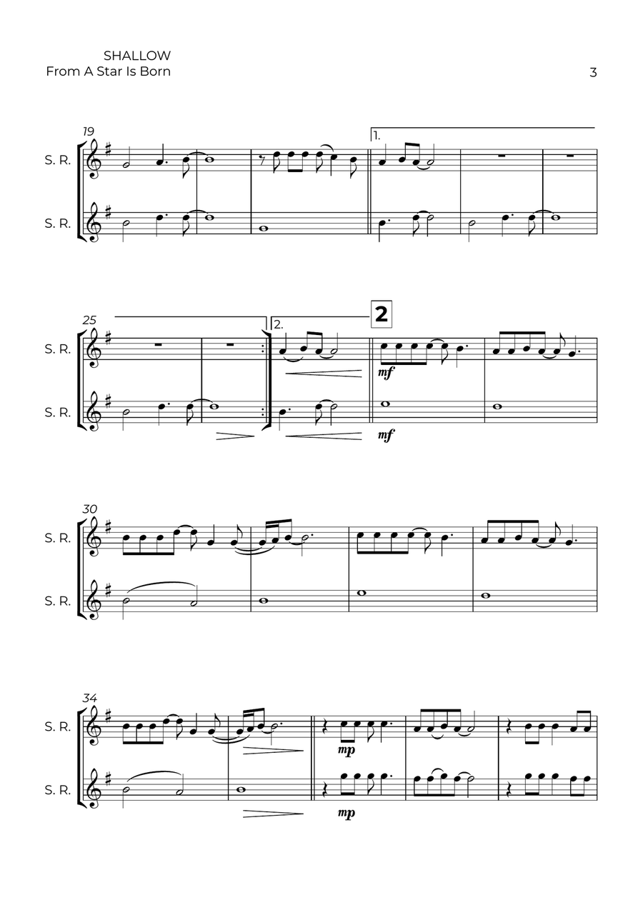Shallow Shallow Woodwind Duet scores gallery preview page 3