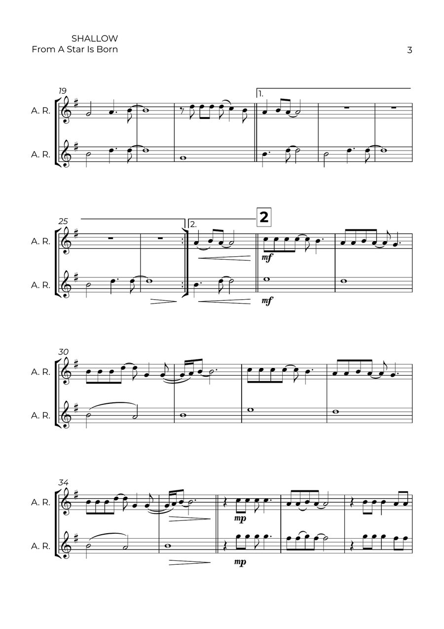 Shallow Shallow Woodwind Duet scores gallery preview page 3