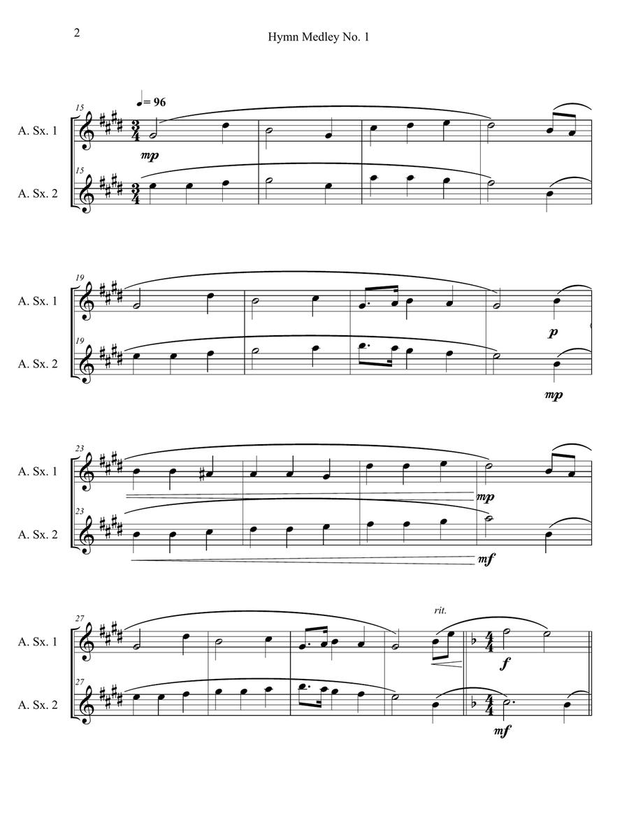 Hymn Medley No. 1 (Alto Sax Duet) Woodwind Duet scores gallery preview page 2