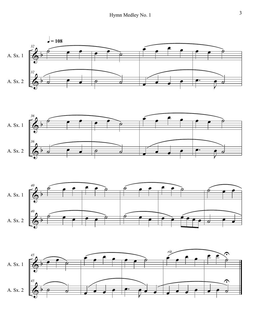 Hymn Medley No. 1 (Alto Sax Duet) Woodwind Duet scores gallery preview page 3