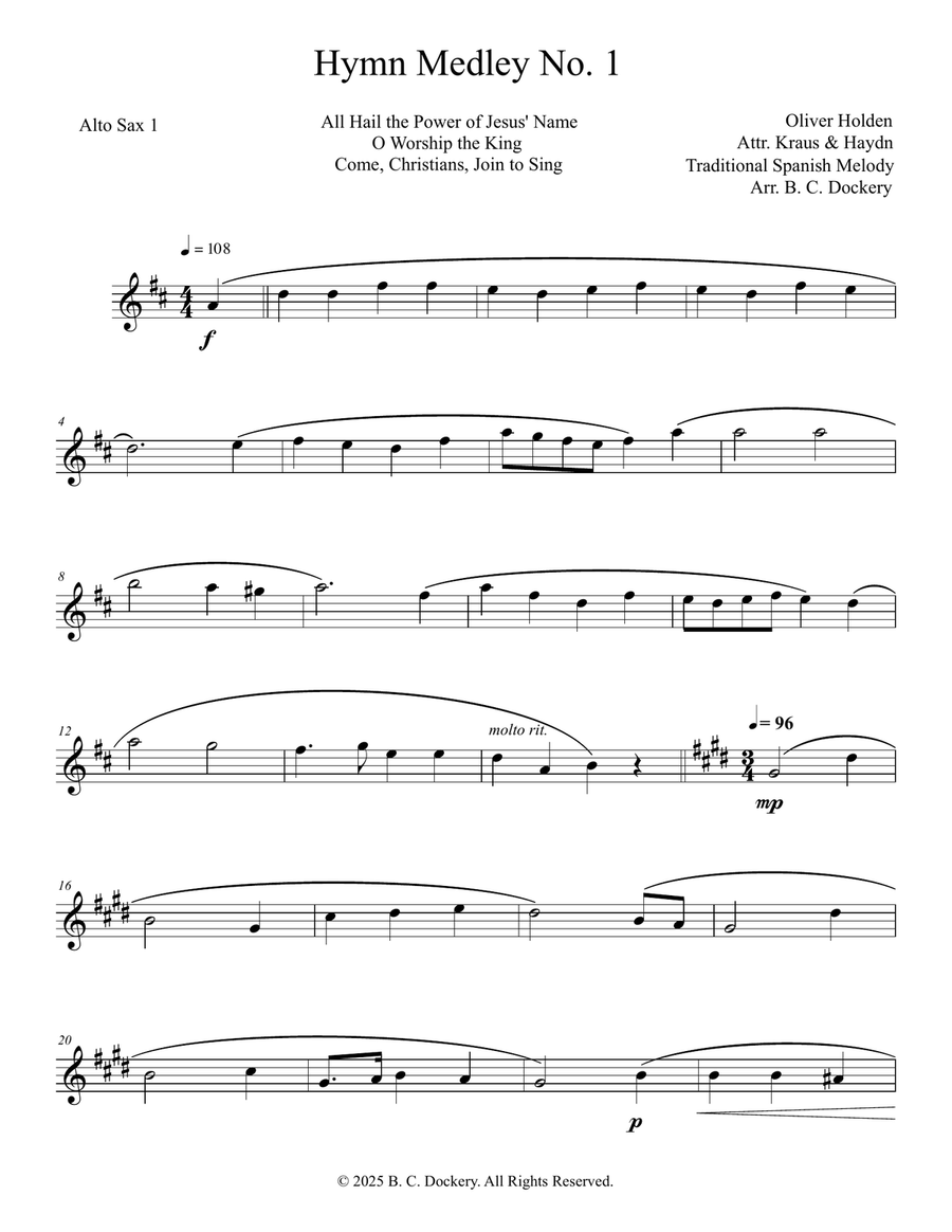 Hymn Medley No. 1 (Alto Sax Duet) Woodwind Duet scores gallery preview page 4