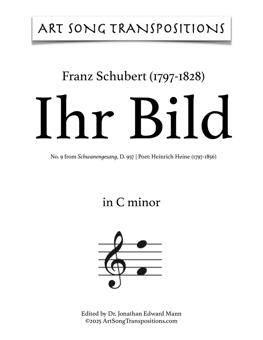 SCHUBERT: Ihr Bild, D. 957 no. 9 (transposed to C minor) Piano, Vocal scores gallery preview page 1
