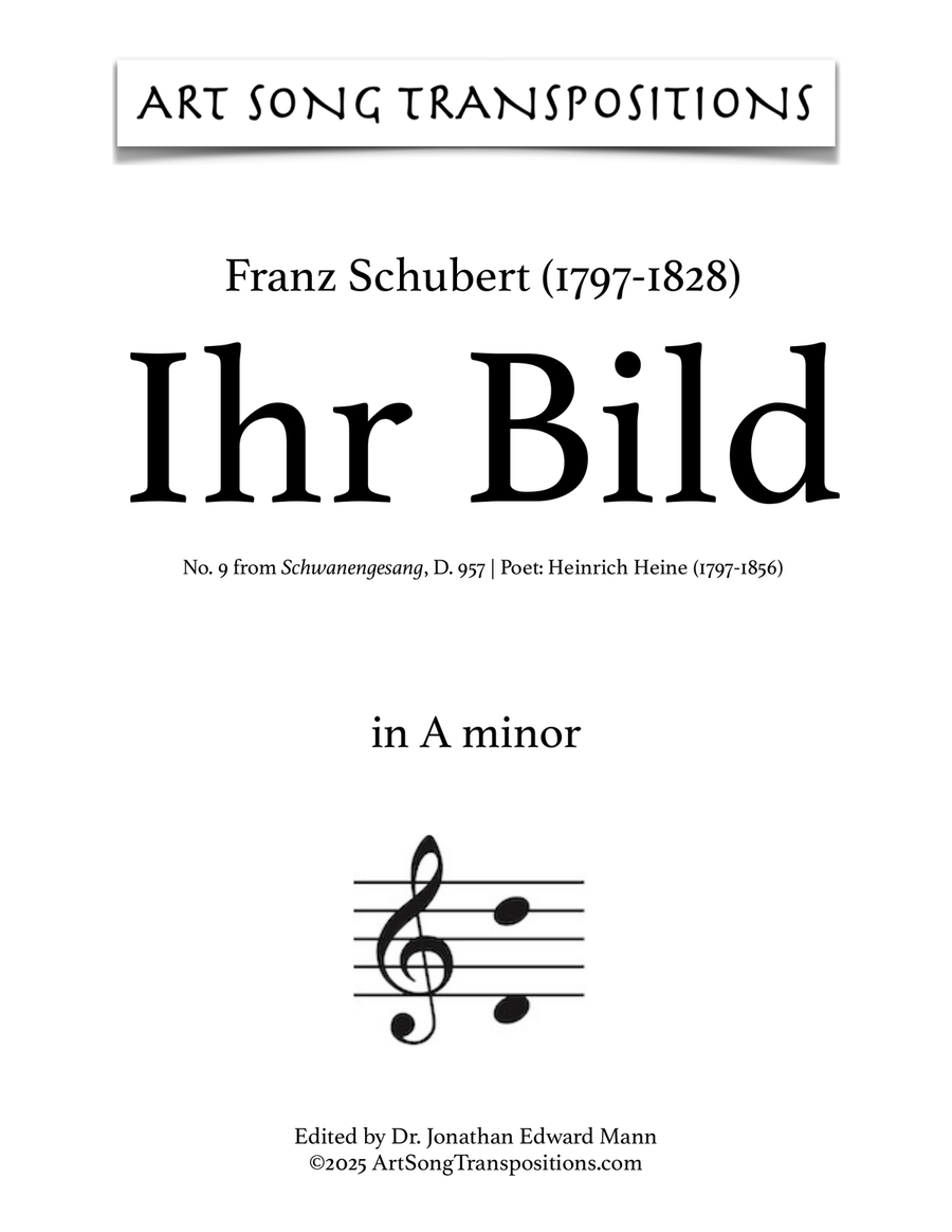 SCHUBERT: Ihr Bild, D. 957 no. 9 (transposed to A minor) Piano, Vocal scores gallery preview page 1