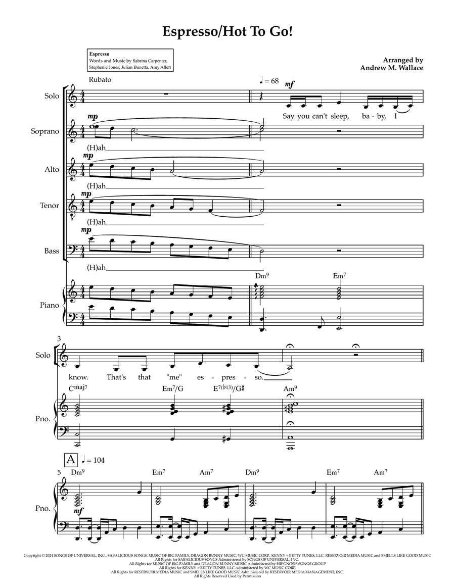 Medley: Espresso with Hot To Go! 4-Part scores gallery preview page 1