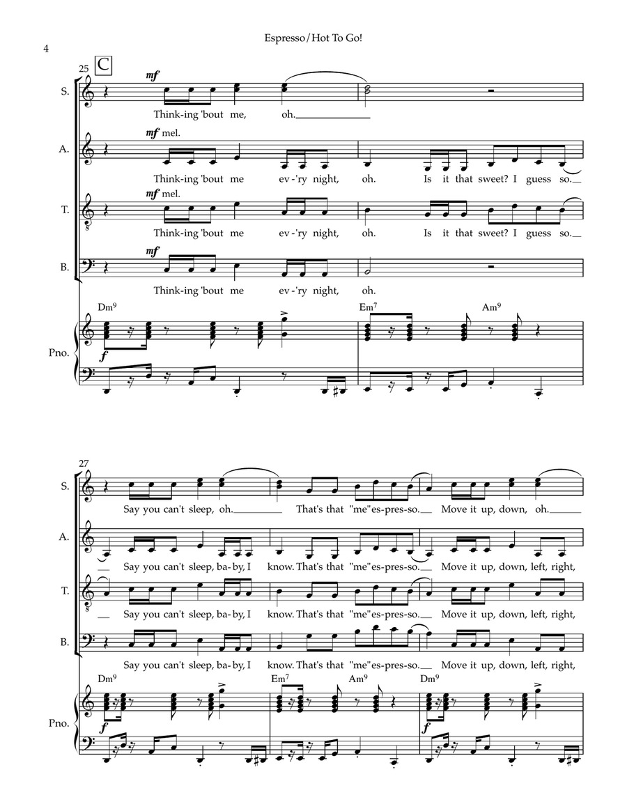 Medley: Espresso with Hot To Go! 4-Part scores gallery preview page 4