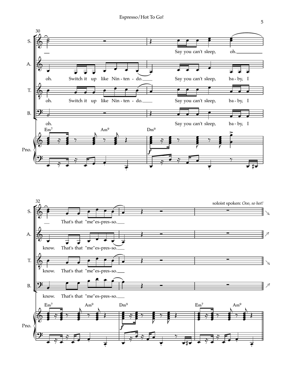 Medley: Espresso with Hot To Go! 4-Part scores gallery preview page 5