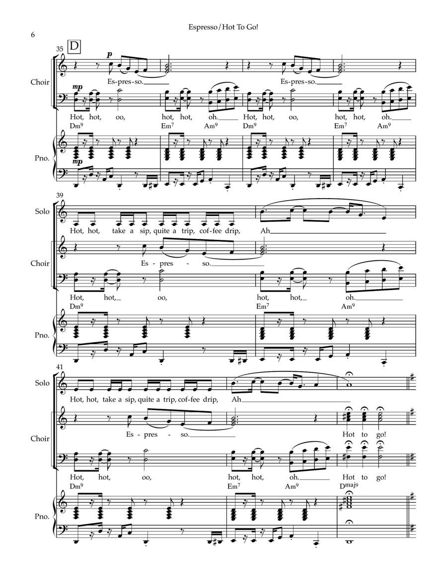 Medley: Espresso with Hot To Go! 4-Part scores gallery preview page 6