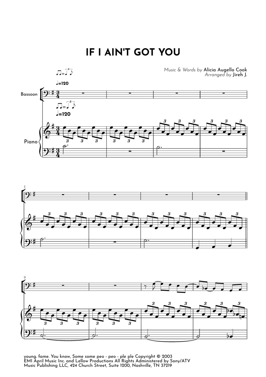 If I Ain't Got You If I Ain't Got You Bassoon scores gallery preview page 2