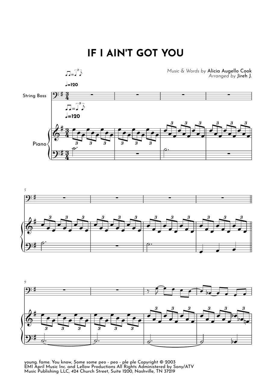 If I Ain't Got You If I Ain't Got You Double Bass scores gallery preview page 2
