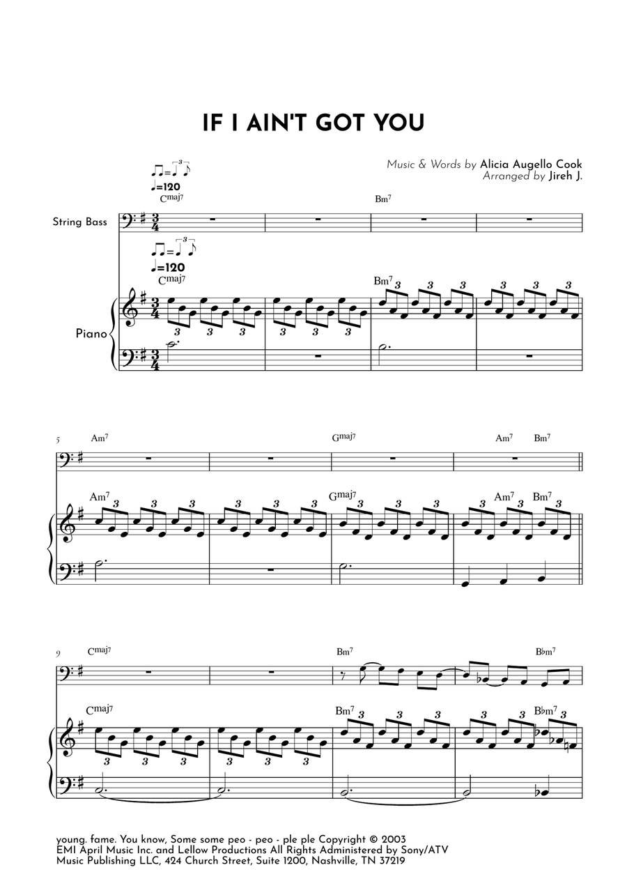 If I Ain't Got You If I Ain't Got You Double Bass scores gallery preview page 2
