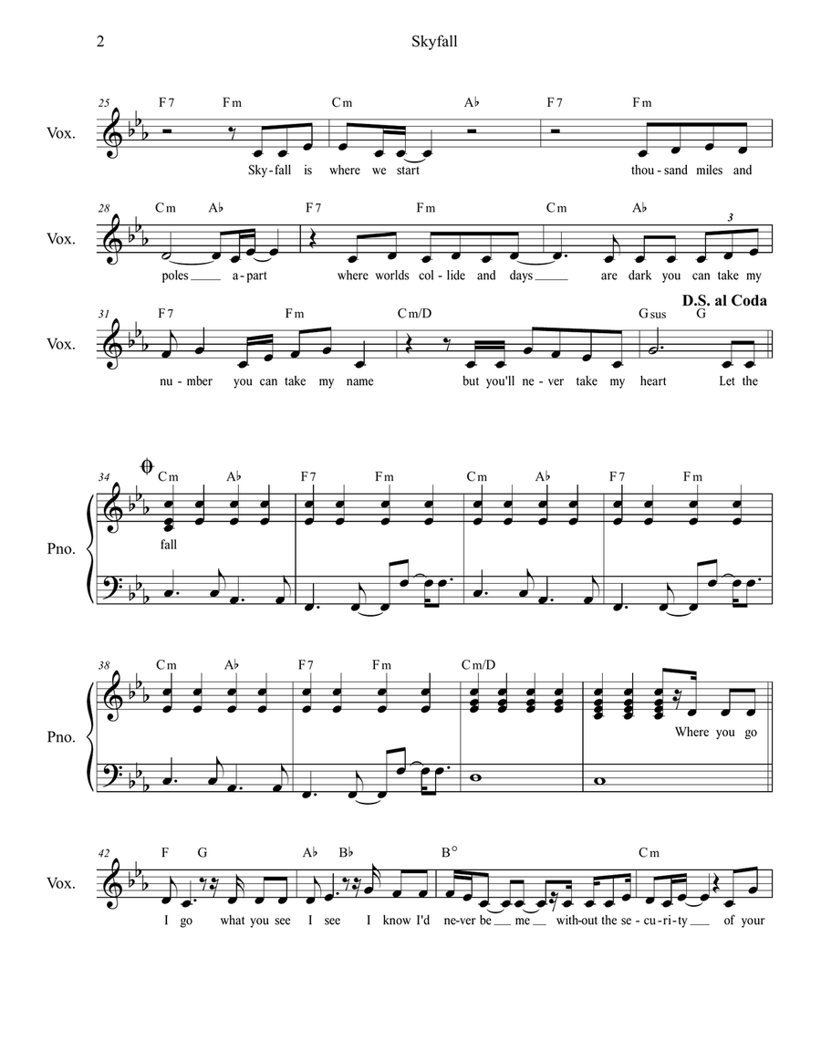 Skyfall Skyfall Piano scores gallery preview page 2