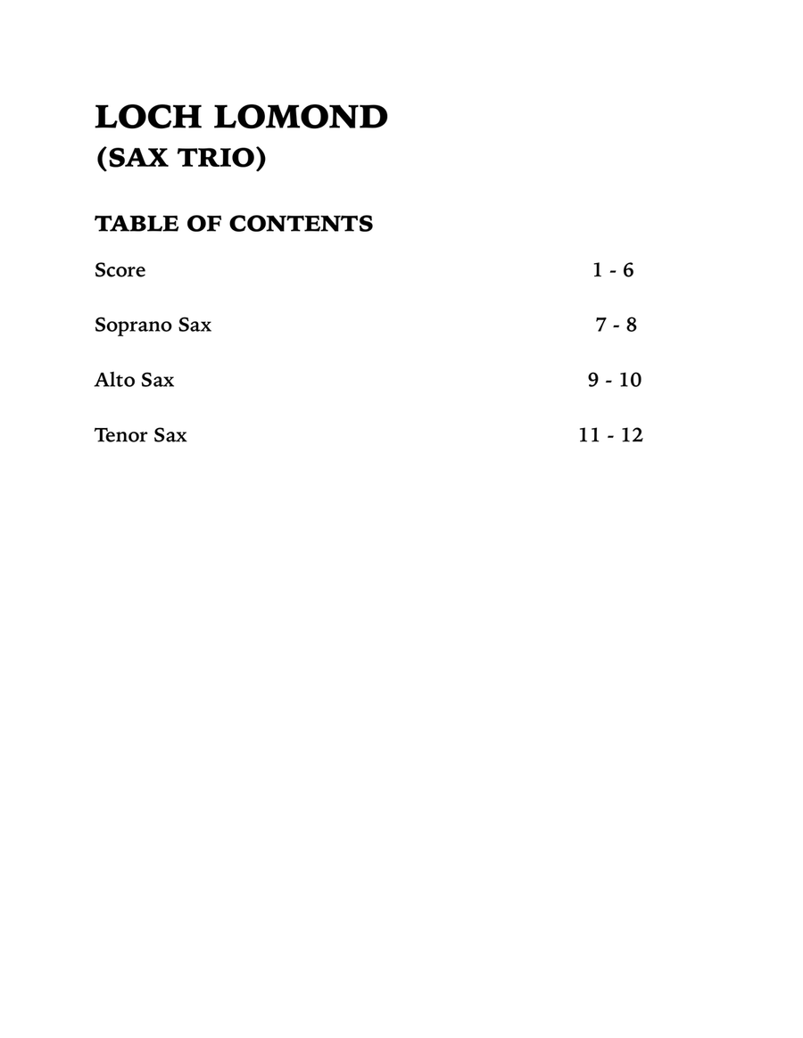 Loch Lomond (Sax Trio: SAT) SAT scores gallery preview page 4