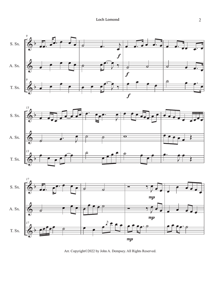 Loch Lomond (Sax Trio: SAT) SAT scores gallery preview page 6