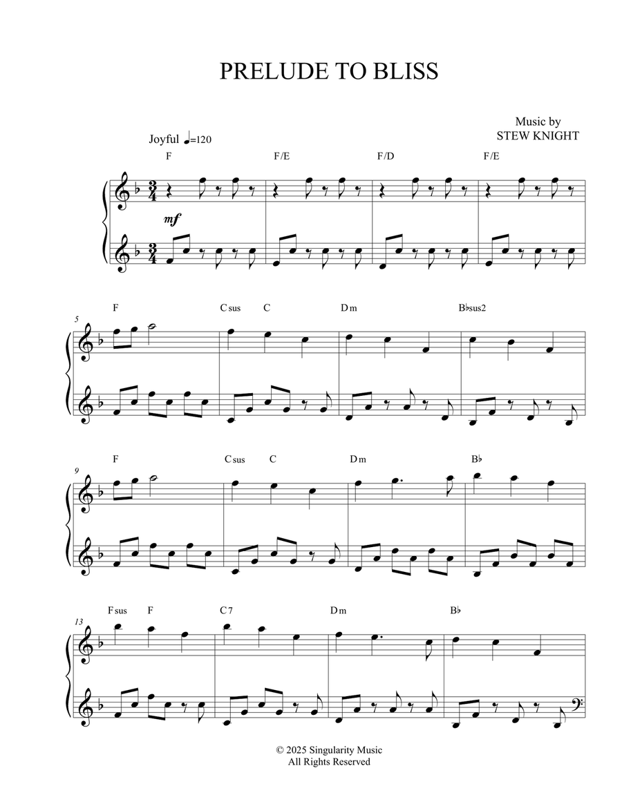 Prelude to Bliss Prelude to Bliss Piano Solo scores gallery preview page 1
