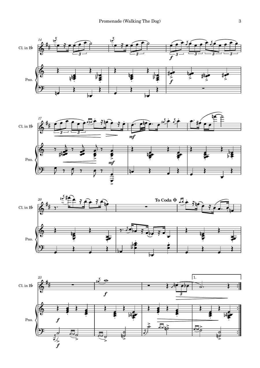 Promenade (Walking The Dog) B-Flat Clarinet scores gallery preview page 3