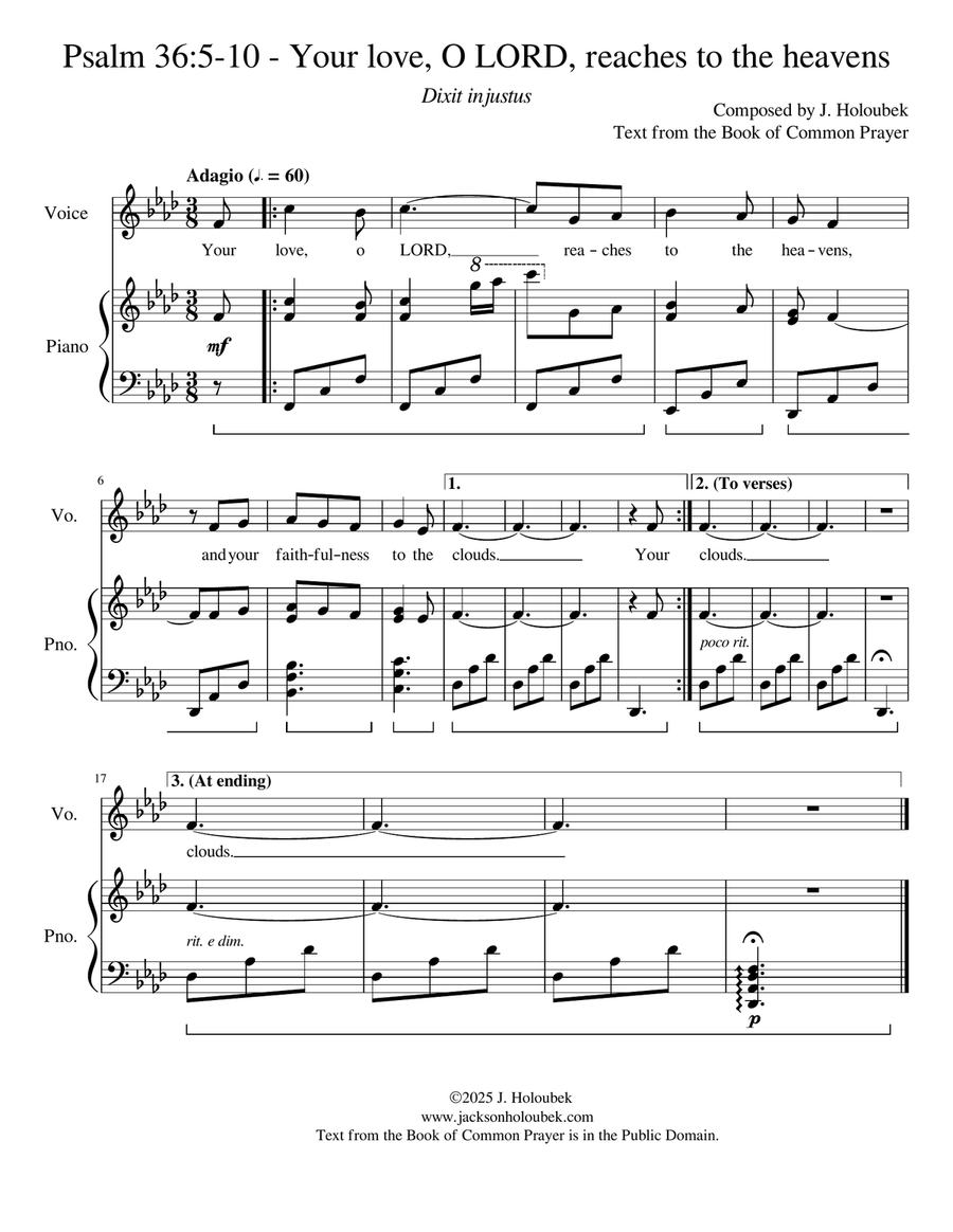 Psalm 36:5-10 - for cantor with congregational refrain Piano, Vocal scores gallery preview page 1