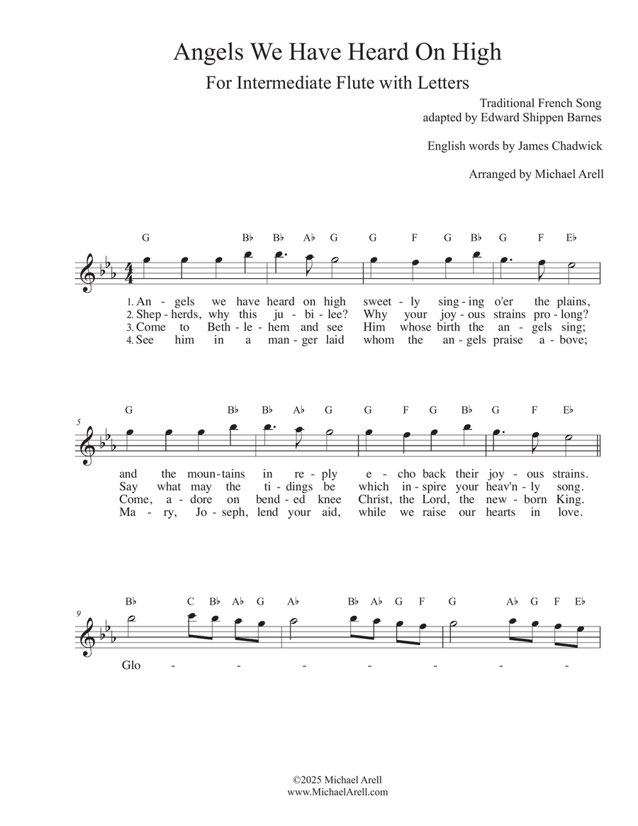 Angels We Have Heard On High for Flute Piccolo scores gallery preview page 1
