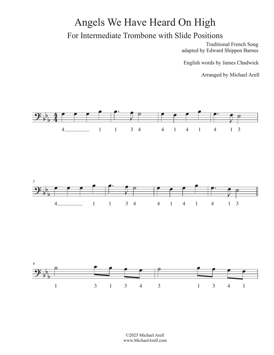 Angels We Have Heard On High for Trombone Bass Trombone scores gallery preview page 3
