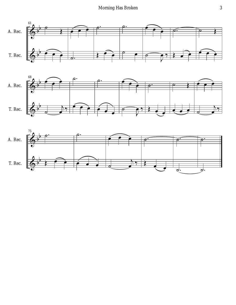 Morning Has Broken (Recorder Duet) Woodwind Duet scores gallery preview page 3