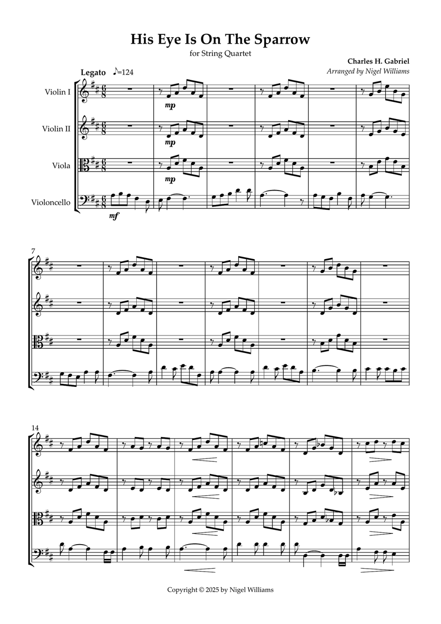 His Eye Is On the Sparrow String Quartet scores gallery preview page 3