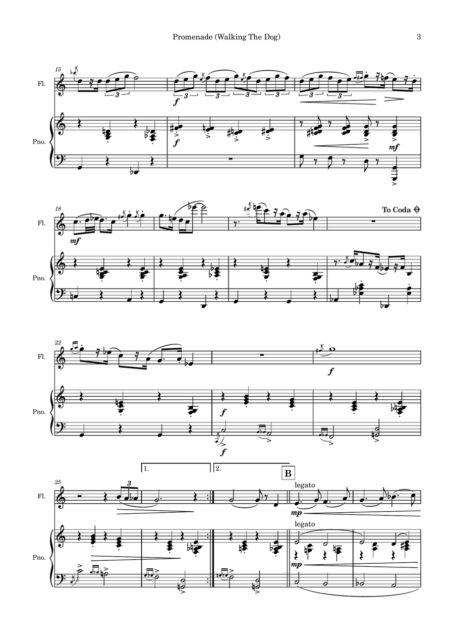 Promenade (Walking The Dog) Flute Solo scores gallery preview page 3