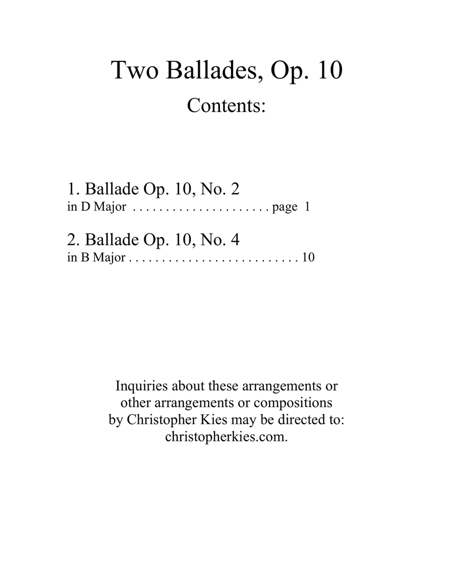 Two Ballades from Opus 10 by Johannes Brahms arranged for viola and piano Chamber Music scores gallery preview page 2