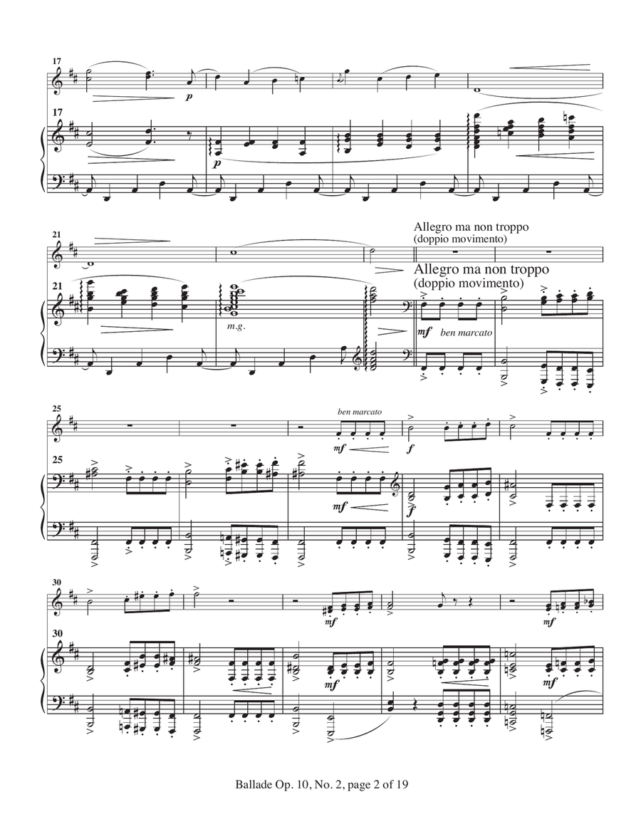 Two Ballades from Opus 10 by Johannes Brahms arranged for viola and piano Chamber Music scores gallery preview page 4