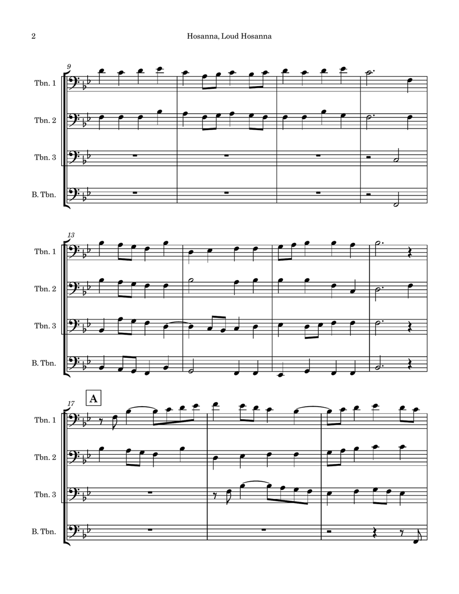Hosanna, Loud Hosanna (Palm Sunday hymn) for Trombone Quartet Brass Quartet scores gallery preview page 2