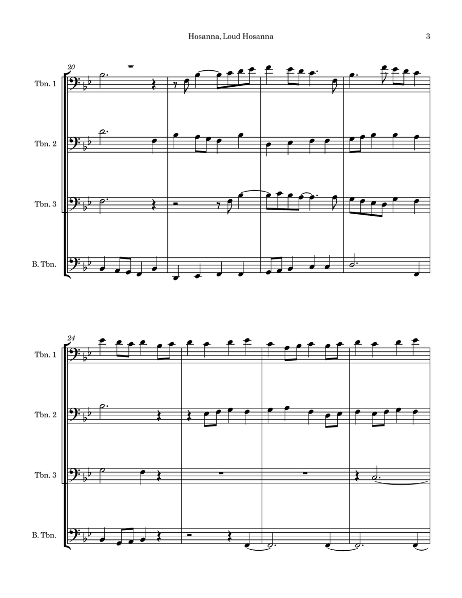 Hosanna, Loud Hosanna (Palm Sunday hymn) for Trombone Quartet Brass Quartet scores gallery preview page 3