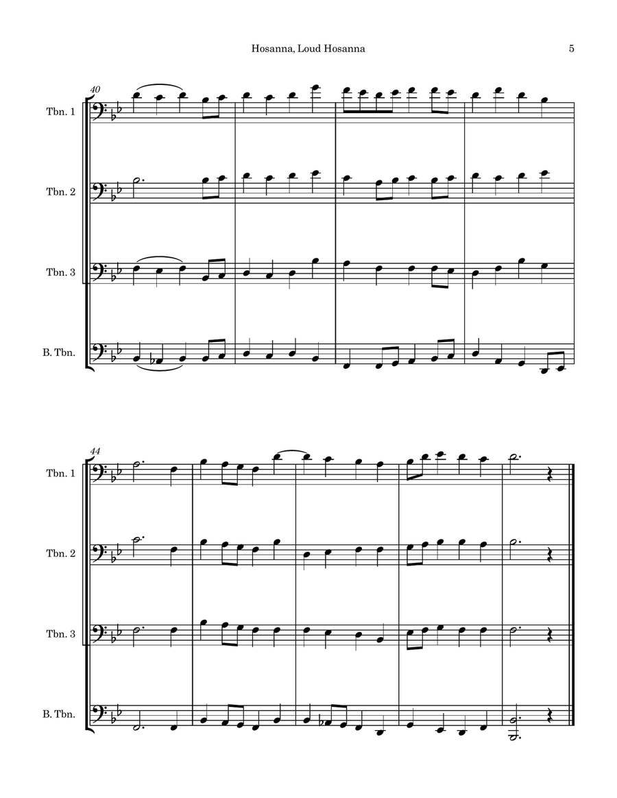 Hosanna, Loud Hosanna (Palm Sunday hymn) for Trombone Quartet Brass Quartet scores gallery preview page 5