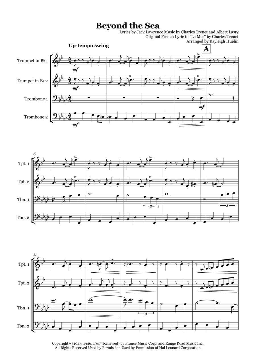 Beyond The Sea Beyond The Sea Brass Quartet scores gallery preview page 1