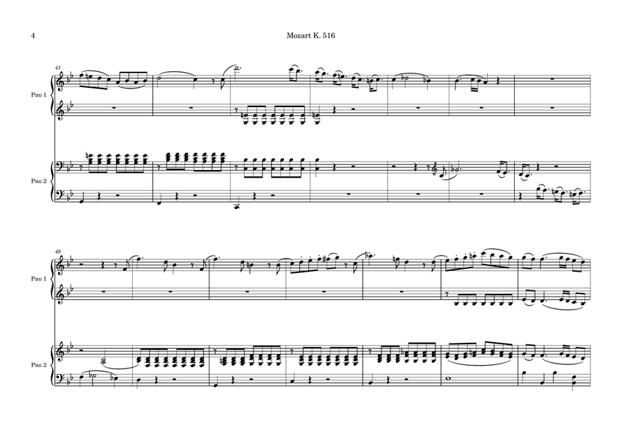 String Quintet in G minor K.516, arranged for 2 pianos Piano scores gallery preview page 4