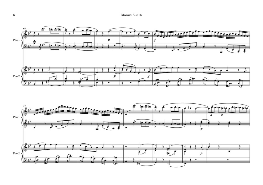 String Quintet in G minor K.516, arranged for 2 pianos Piano scores gallery preview page 6