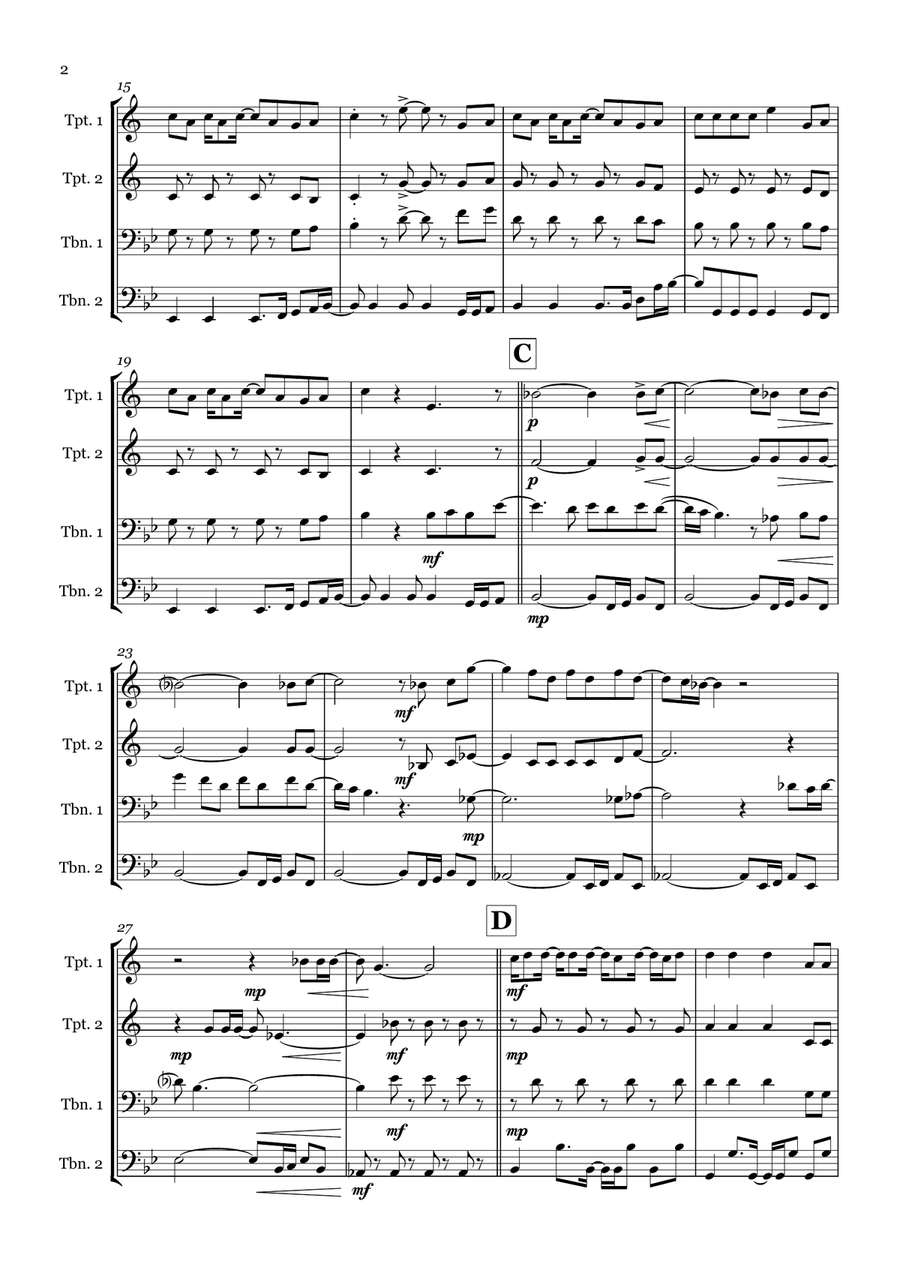 Can't Stop The Feeling! Can't Stop The Feeling! Brass Quartet scores gallery preview page 2