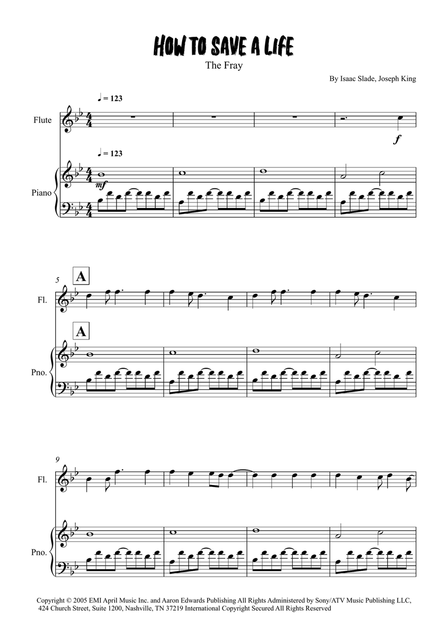 How To Save A Life How To Save A Life Flute Solo scores gallery preview page 1