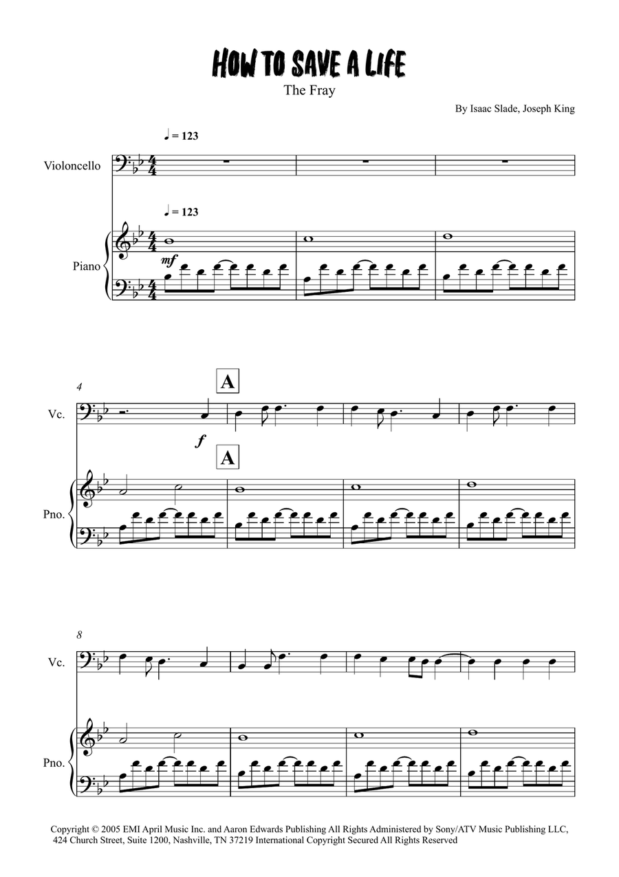 How To Save A Life How To Save A Life Piano scores gallery preview page 1