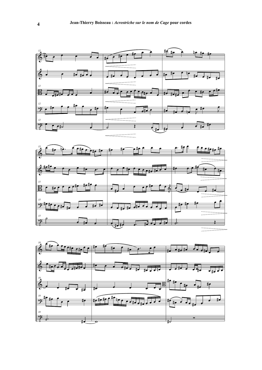 Acrostiche sur le nom de CAGE, sinfonietta for strings, score only - Score Only String Orchestra scores gallery preview page 4