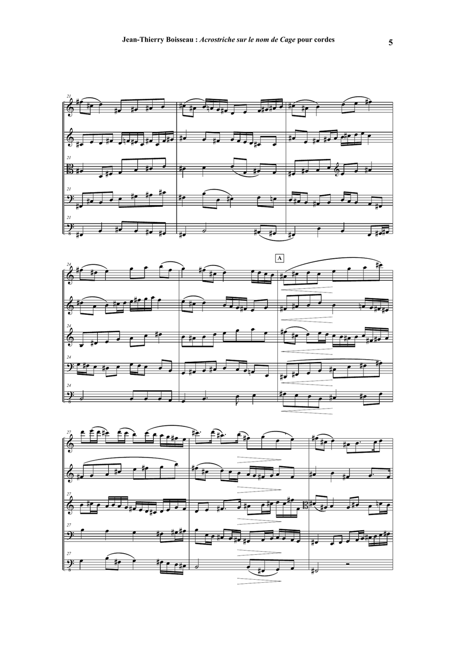 Acrostiche sur le nom de CAGE, sinfonietta for strings, score only - Score Only String Orchestra scores gallery preview page 5