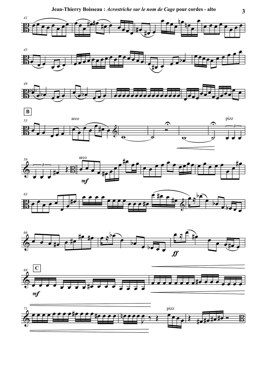 Acrostiche sur le nom de CAGE, sinfonietta for strings, viola part String Orchestra scores gallery preview page 3