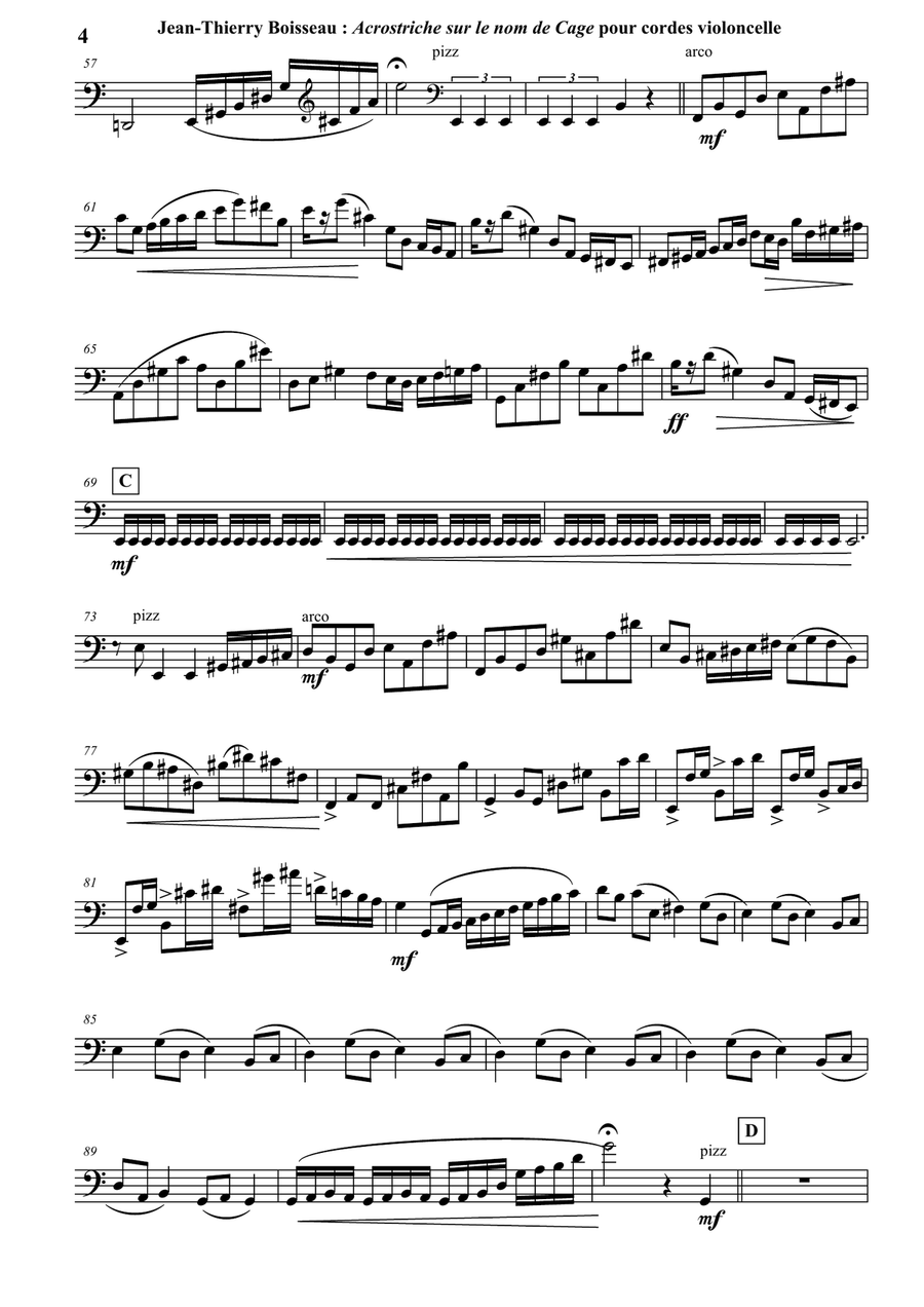 Acrostiche sur le nom de CAGE, sinfonietta for strings, cello part String Orchestra scores gallery preview page 4