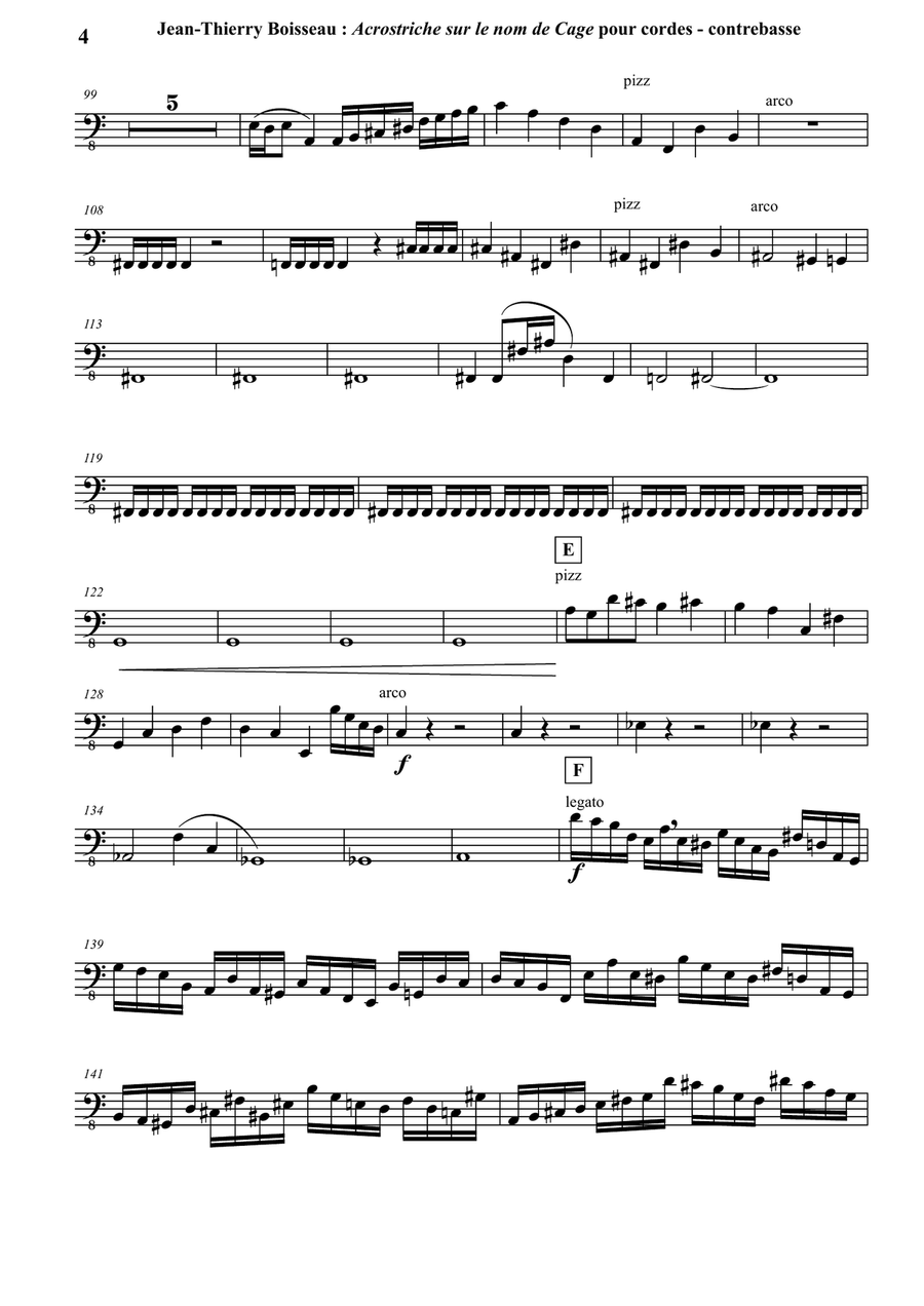 Acrostiche sur le nom de CAGE, sinfonietta for strings, double bass part String Orchestra scores gallery preview page 4