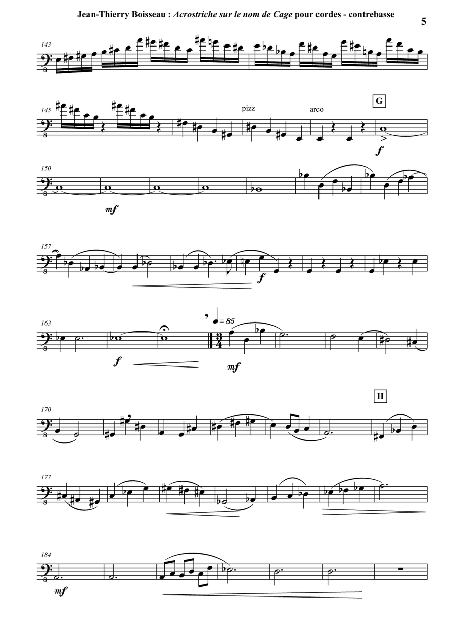 Acrostiche sur le nom de CAGE, sinfonietta for strings, double bass part String Orchestra scores gallery preview page 5