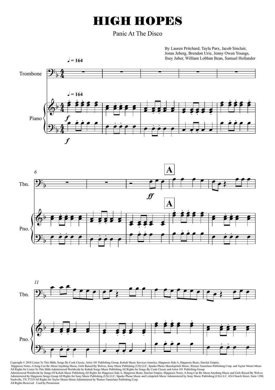 High Hopes High Hopes Piano scores gallery preview page 1