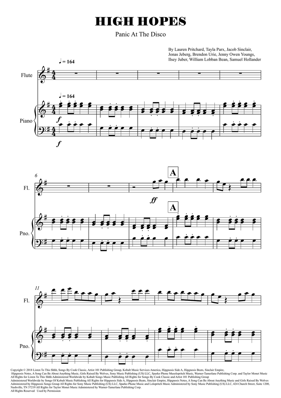 High Hopes High Hopes Flute Solo scores gallery preview page 1