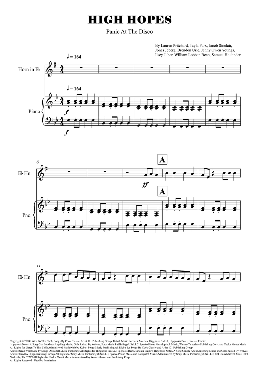 High Hopes High Hopes Horn scores gallery preview page 1